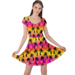 Palm Trees & Sunsets Cap Sleeve Dress