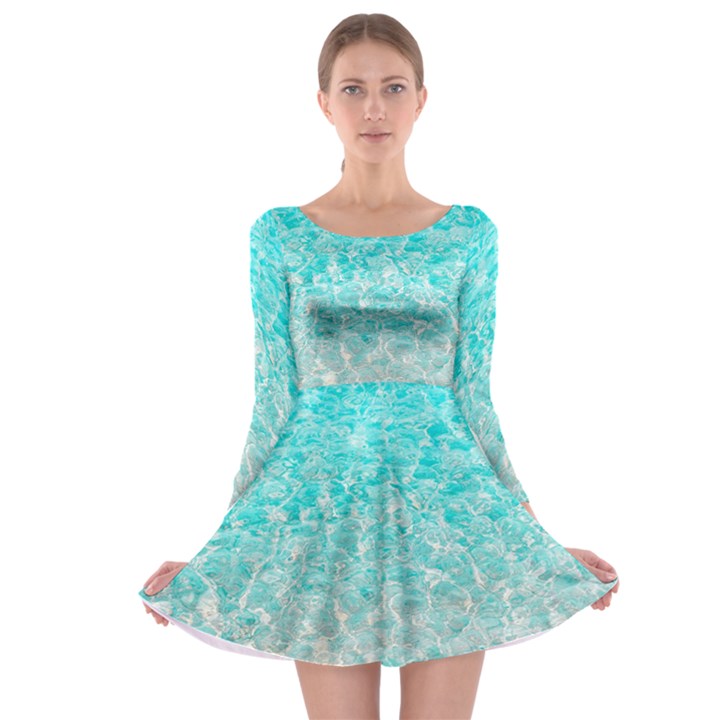 Sea Shore Long Sleeve Skater Dress