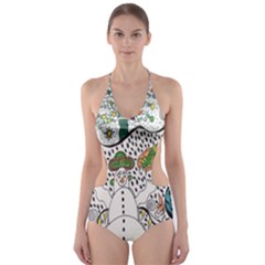 Happysnowman Cut-out One Piece Swimsuit by chellerayartisans