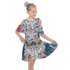 Happysnowman Kids  Shoulder Cutout Chiffon Dress by chellerayartisans