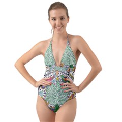 Snowglobe Halter Cut-out One Piece Swimsuit by chellerayartisans