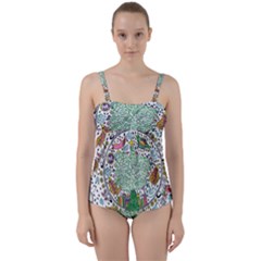 Snowglobe Twist Front Tankini Set by chellerayartisans