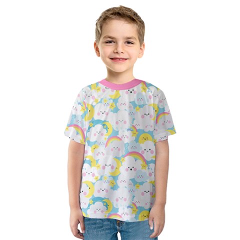 Rainbow Clouds Kids  Sport Mesh Tee by HaleyDaily