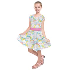 Rainbow Clouds Kids  Short Sleeve Dress by HaleyDaily