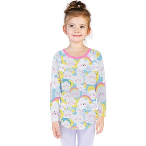 Rainbow Clouds Kids  Long Sleeve Tee by HaleyDaily