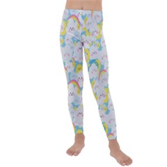 Rainbow Clouds Kids  Lightweight Velour Leggings