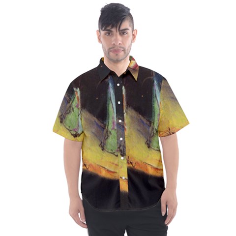 Cosmicchristmastree Men s Short Sleeve Shirt by chellerayartisans