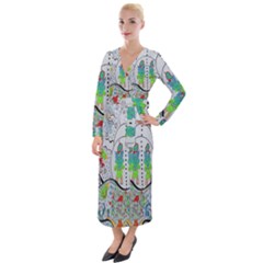 Supersonic Volcano Snowman Velvet Maxi Wrap Dress by chellerayartisans