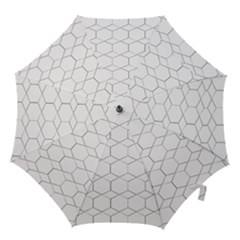 Honeycomb Pattern Black And White Hook Handle Umbrellas (medium) by picsaspassion