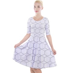 Honeycomb Pattern Black And White Quarter Sleeve A-line Dress