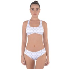 Honeycomb Pattern Black And White Criss Cross Bikini Set by picsaspassion