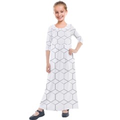 Honeycomb Pattern Black And White Kids  Quarter Sleeve Maxi Dress