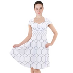 Honeycomb Pattern Black And White Cap Sleeve Midi Dress by picsaspassion