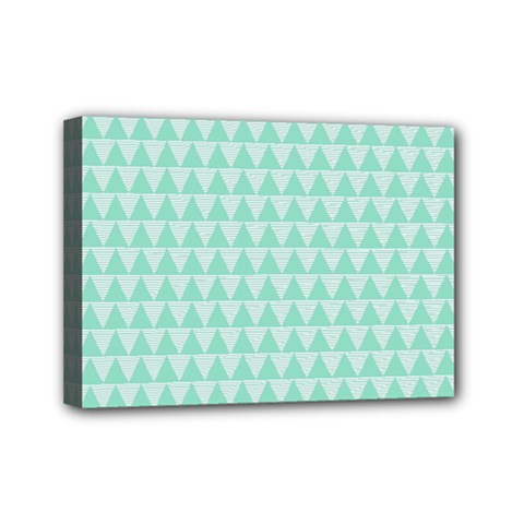 Mint Triangle Shape Pattern Mini Canvas 7  X 5  (stretched) by picsaspassion