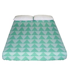 Mint Triangle Shape Pattern Fitted Sheet (queen Size) by picsaspassion