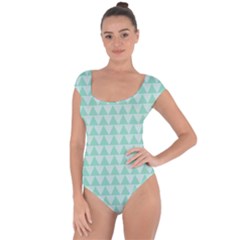 Mint Triangle Shape Pattern Short Sleeve Leotard  by picsaspassion