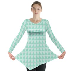 Mint Triangle Shape Pattern Long Sleeve Tunic  by picsaspassion