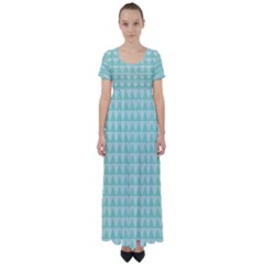 Mint Triangle Shape Pattern High Waist Short Sleeve Maxi Dress by picsaspassion