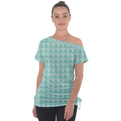 Mint Triangle Shape Pattern Tie-up Tee