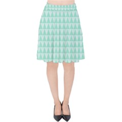 Mint Triangle Shape Pattern Velvet High Waist Skirt by picsaspassion