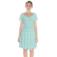 Mint Triangle Shape Pattern Short Sleeve Bardot Dress by picsaspassion