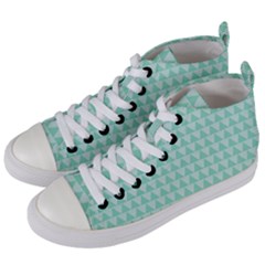 Mint Triangle Shape Pattern Women s Mid-top Canvas Sneakers by picsaspassion