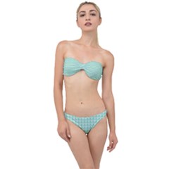 Mint Triangle Shape Pattern Classic Bandeau Bikini Set