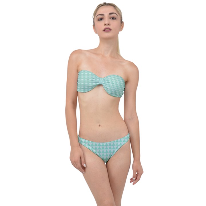 Mint Triangle shape pattern Classic Bandeau Bikini Set