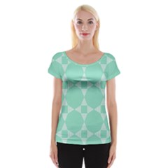 Mint Star Pattern Cap Sleeve Top by picsaspassion