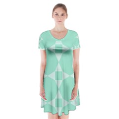 Mint Star Pattern Short Sleeve V-neck Flare Dress by picsaspassion