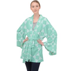 Mint Star Pattern Velvet Kimono Robe