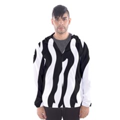 Zebra Horse Pattern Black And White Hooded Windbreaker (men) by picsaspassion