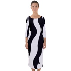 Zebra Horse Pattern Black And White Quarter Sleeve Midi Bodycon Dress by picsaspassion