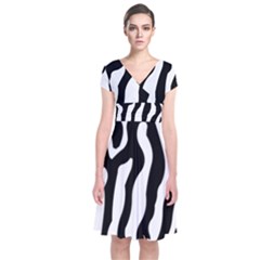 Zebra Horse Pattern Black And White Short Sleeve Front Wrap Dress by picsaspassion