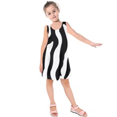 Zebra Horse Pattern Black And White Kids  Sleeveless Dress by picsaspassion