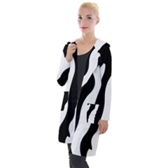 Zebra Horse Pattern Black And White Hooded Pocket Cardigan