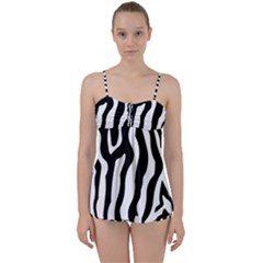 Zebra Horse Pattern Black And White Babydoll Tankini Set by picsaspassion