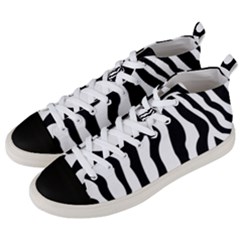 Zebra Horse Pattern Black And White Men s Mid-top Canvas Sneakers by picsaspassion