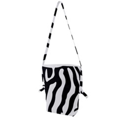 Zebra Horse Pattern Black And White Folding Shoulder Bag