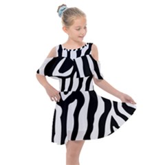 Zebra Horse Pattern Black And White Kids  Shoulder Cutout Chiffon Dress by picsaspassion