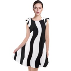 Zebra Horse Pattern Black And White Tie Up Tunic Dress