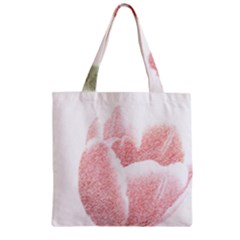 Tulip Red And White Pen Drawing Zipper Grocery Tote Bag by picsaspassion