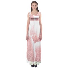 Tulip Red And White Pen Drawing Empire Waist Maxi Dress by picsaspassion