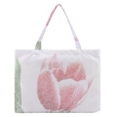 Tulip Red And White Pen Drawing Zipper Medium Tote Bag by picsaspassion