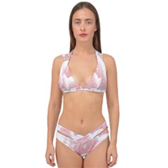 Tulip Red And White Pen Drawing Double Strap Halter Bikini Set by picsaspassion