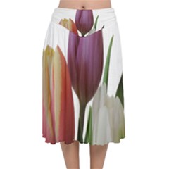 Tulips Bouquet Velvet Flared Midi Skirt by picsaspassion