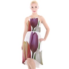 Tulips Bouquet High-low Halter Chiffon Dress  by picsaspassion