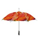 Red tulip and black stripes Straight Umbrellas View3