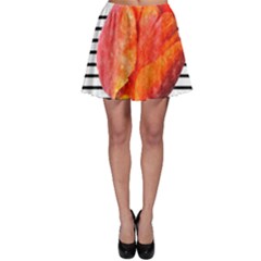 Red Tulip And Black Stripes Skater Skirt by picsaspassion