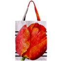 Red tulip and black stripes Zipper Classic Tote Bag View1